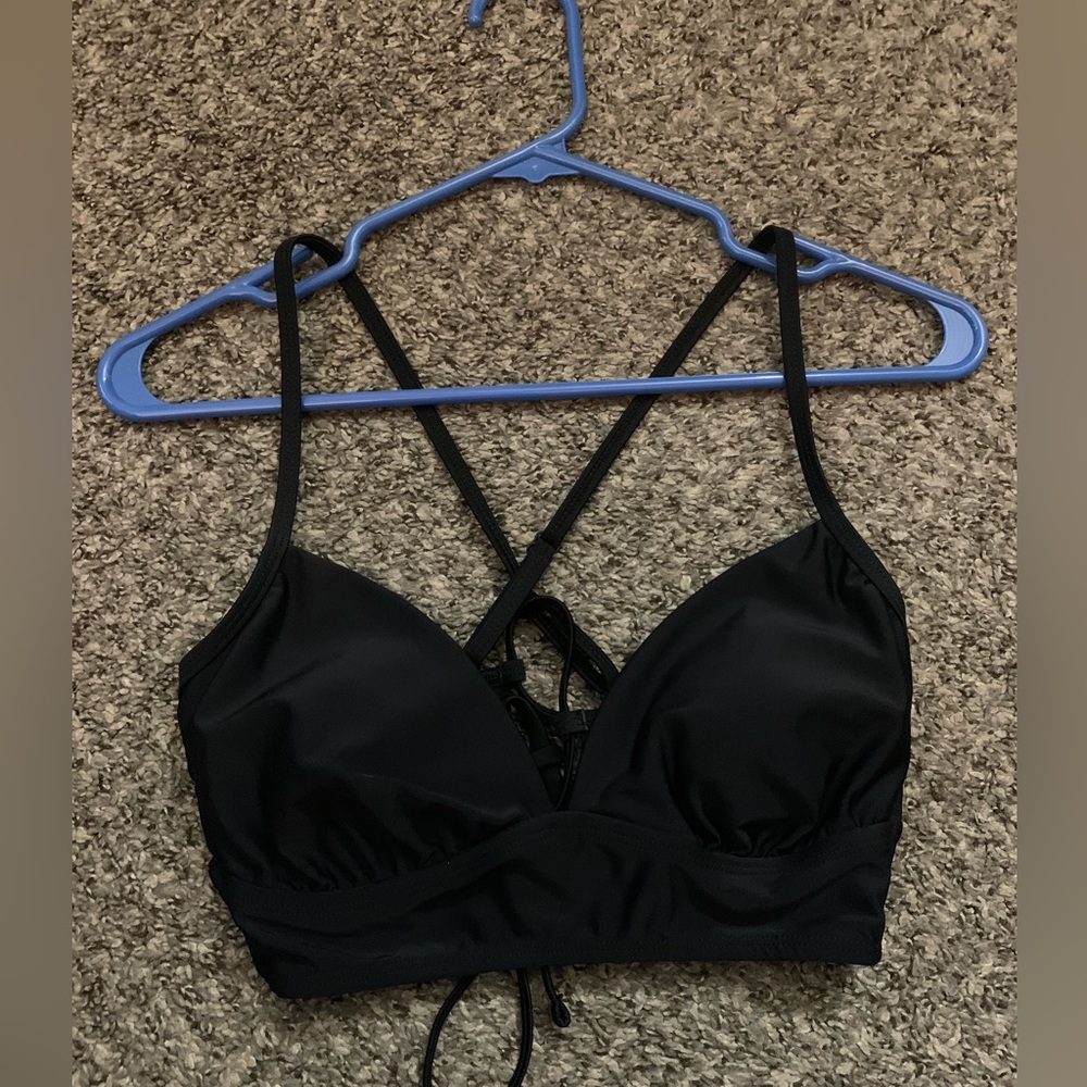 black swim top